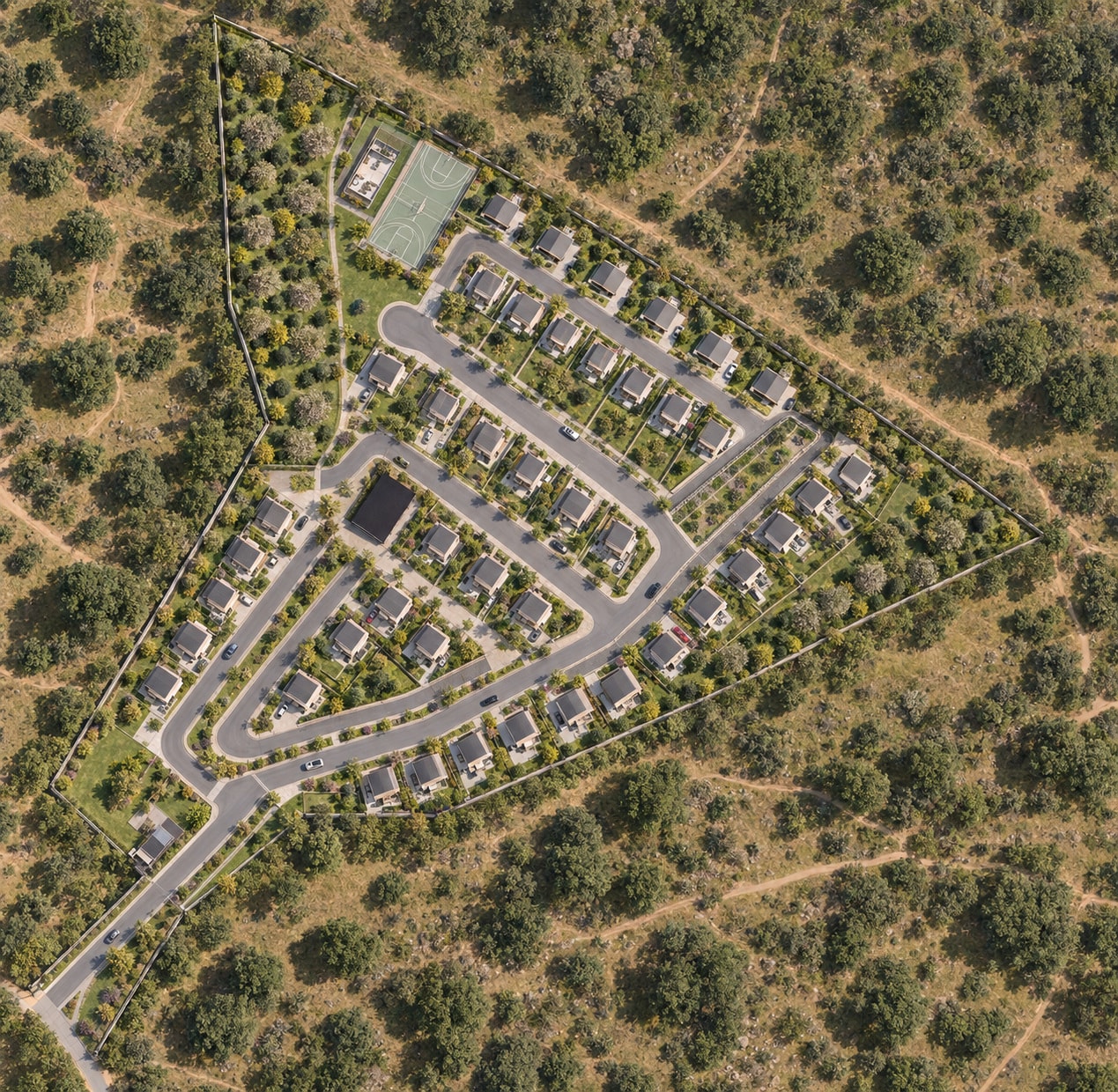 Altos de Lo Gallardo — panorámica del conjunto sobre la ladera